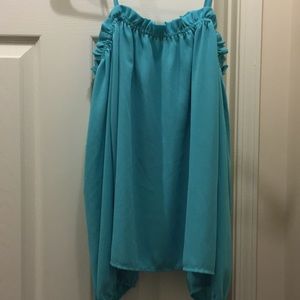 Blue off the shoulder top Flash Sale